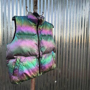 Girls Size 11-12Y SHEIN Rainbow Shimmer Puffer Vest
